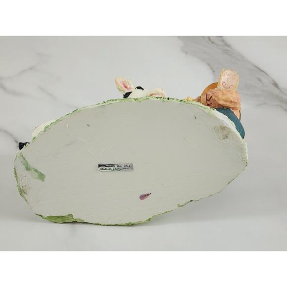 Farmer Pig Piggy w/ Cow Figurine 5" Resin 1994 Trippie's Countryside Lover Vtg - Picture 13 of 16